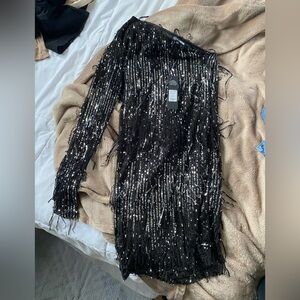 Fashion Nova Black Sequin Glam Dress